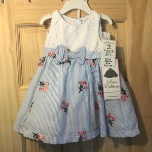 Eyelet and seersucker embroidery summer dress